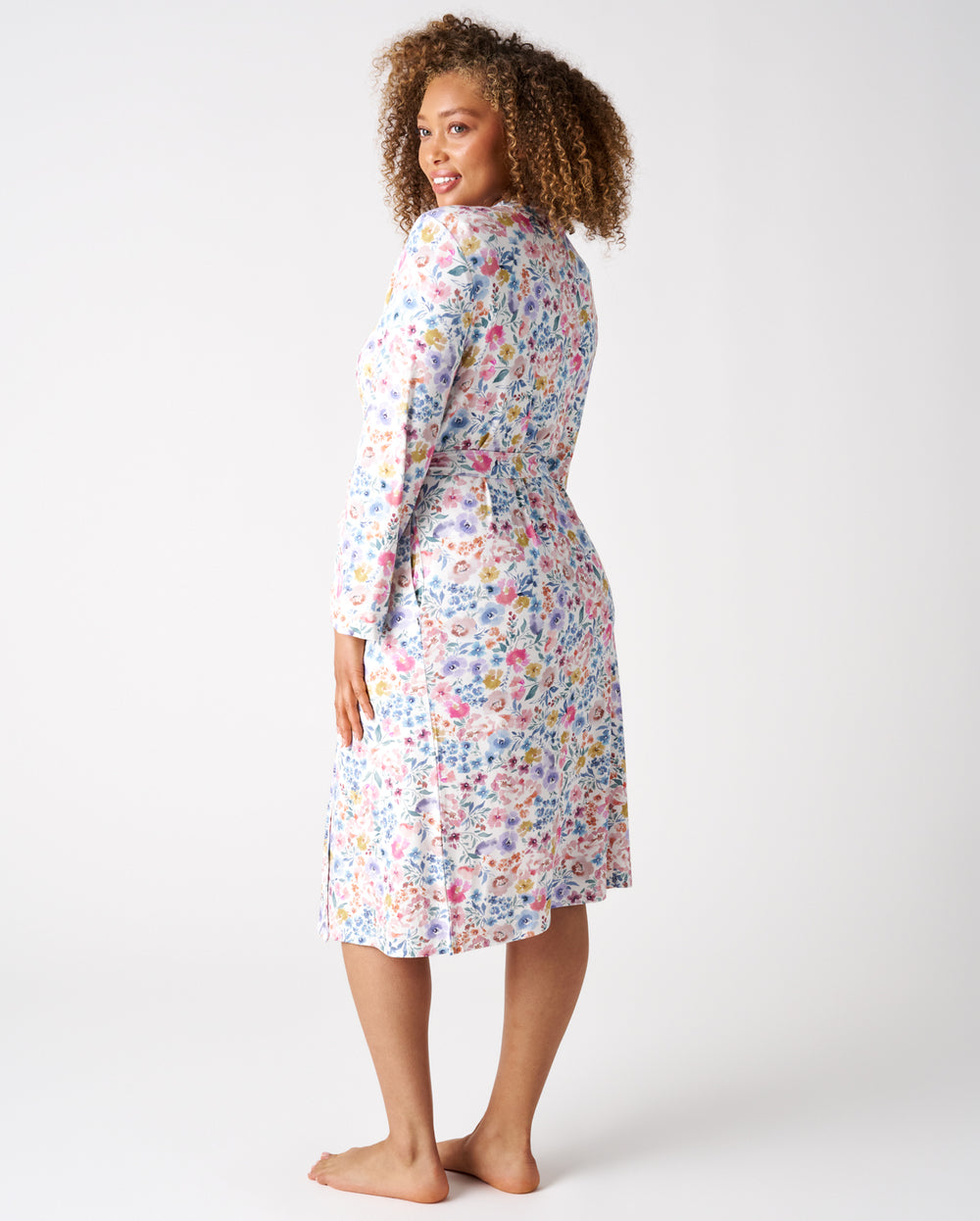 Back view of woman wearing the Tiny Blooms Women's Robe