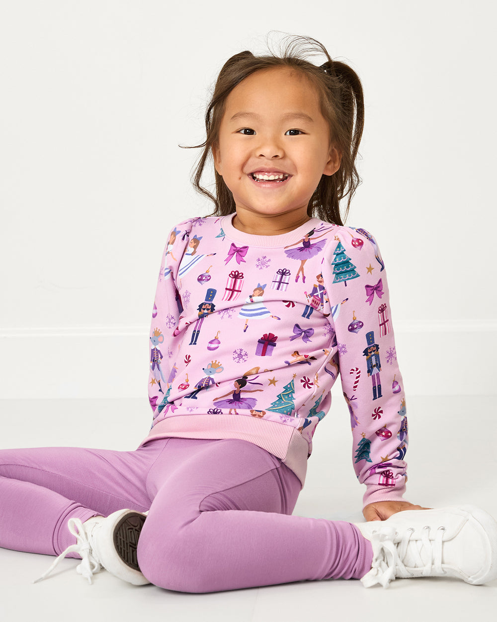 Nutcracker Ballet Puff Sleeve Crewneck