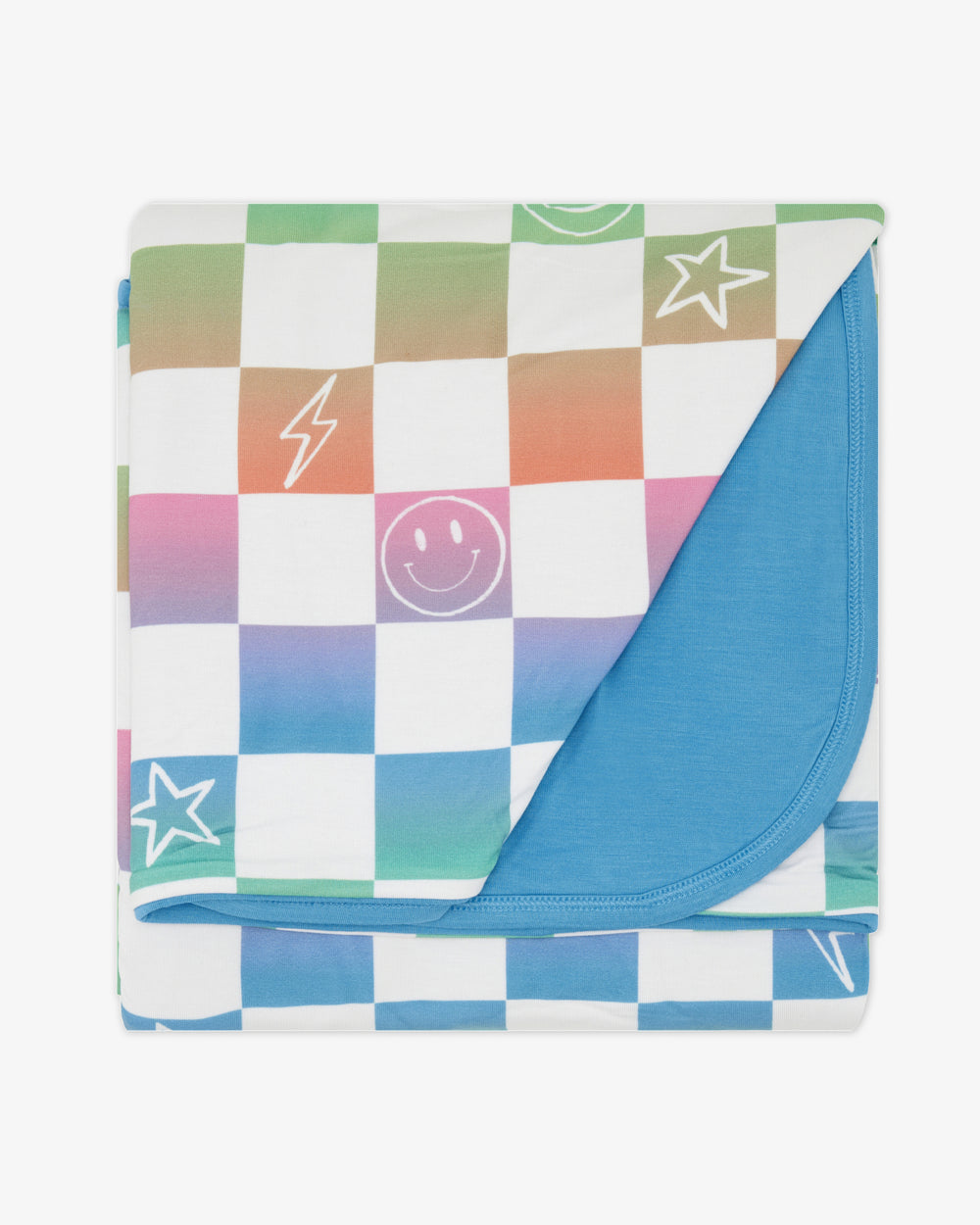 Flat lay of the Ombre Cheery Checks Large Cloud Blanket®