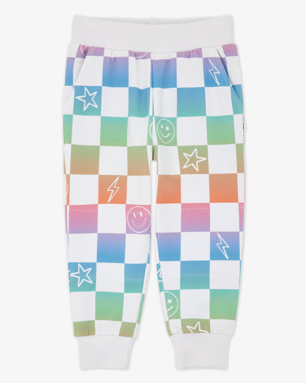 Flat lay of the Ombre Cheery Checks Jogger