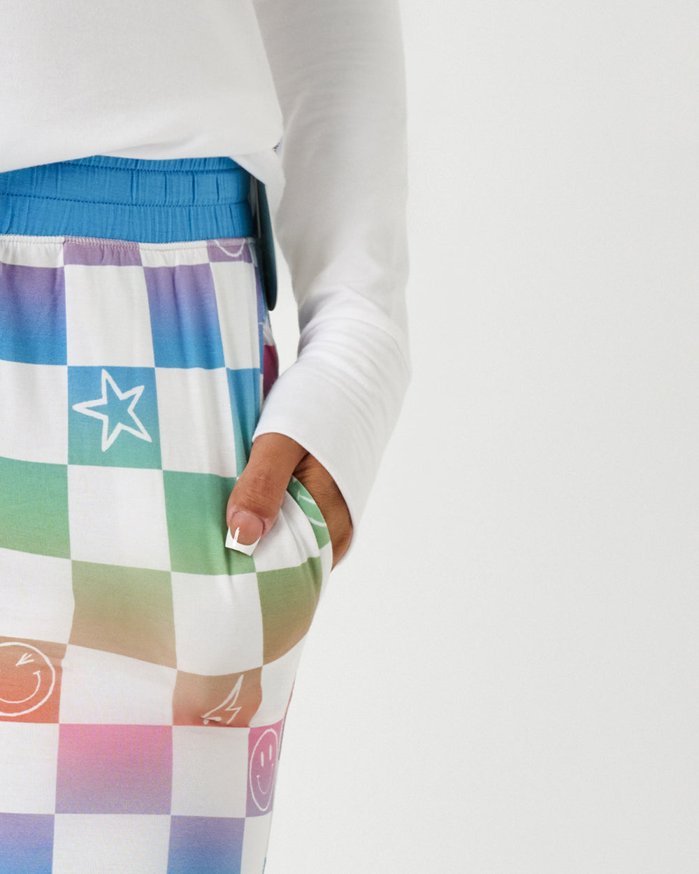 Close up of the pocket detail on the Ombre Cheery Checks Women's Pajama Pants