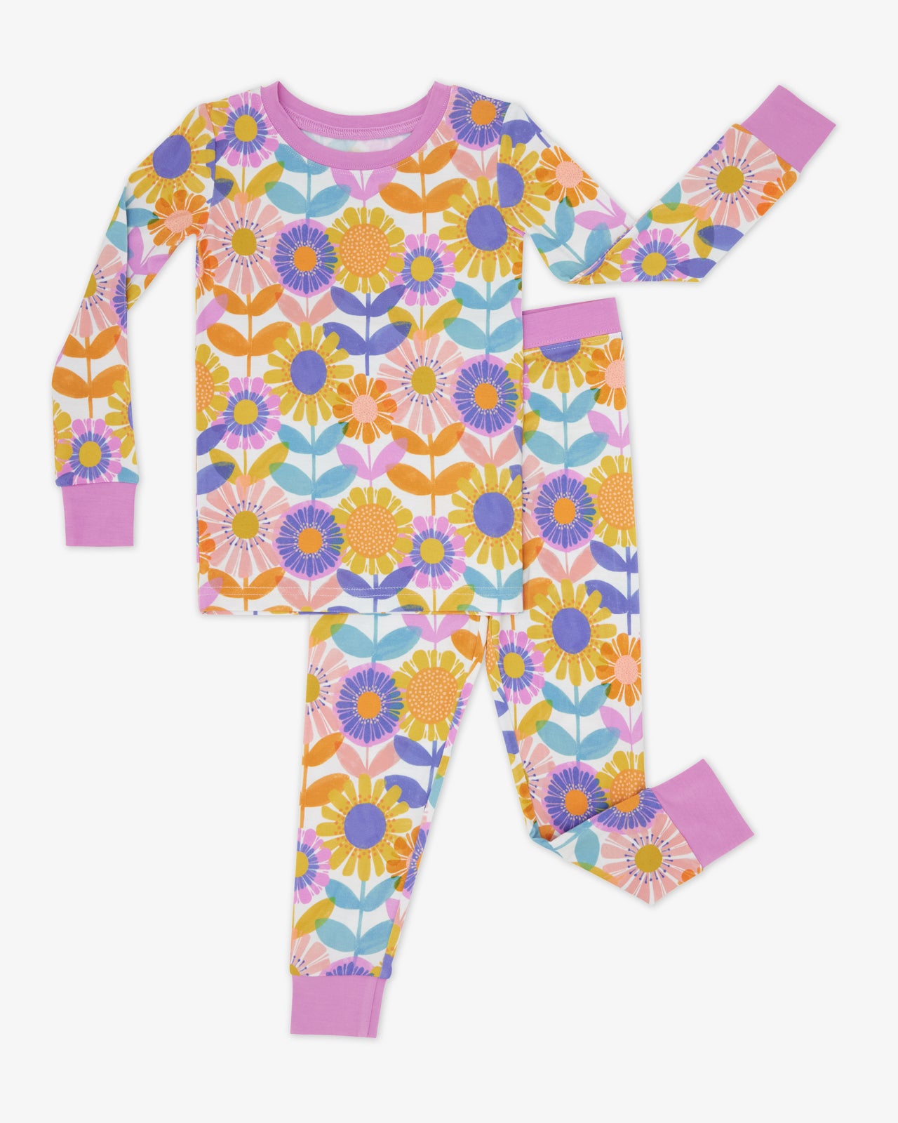 Flat lay of the Petal Power Two-Piece Pajama Set