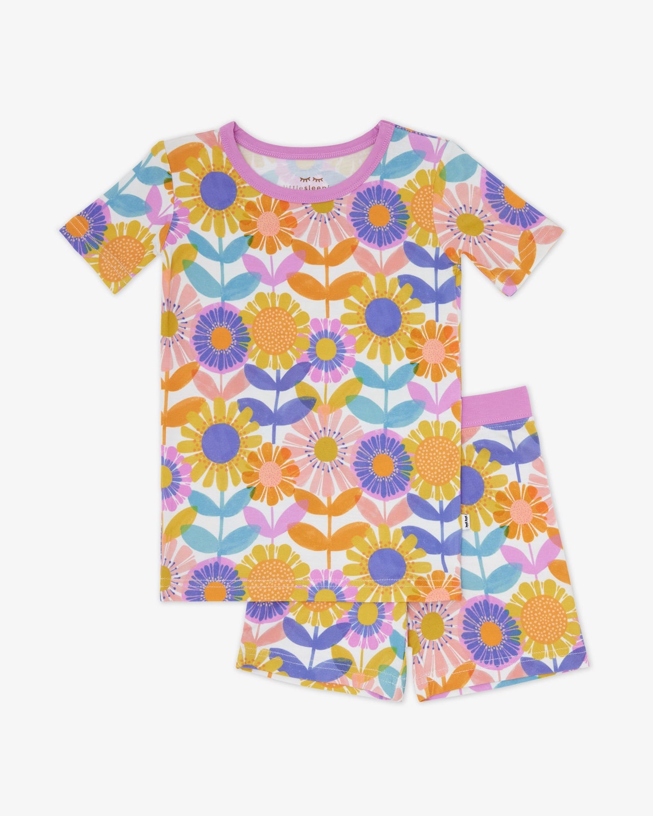 Flat lay of the Petal Power Two-Piece Short Sleeve & Shorts Pajama Set