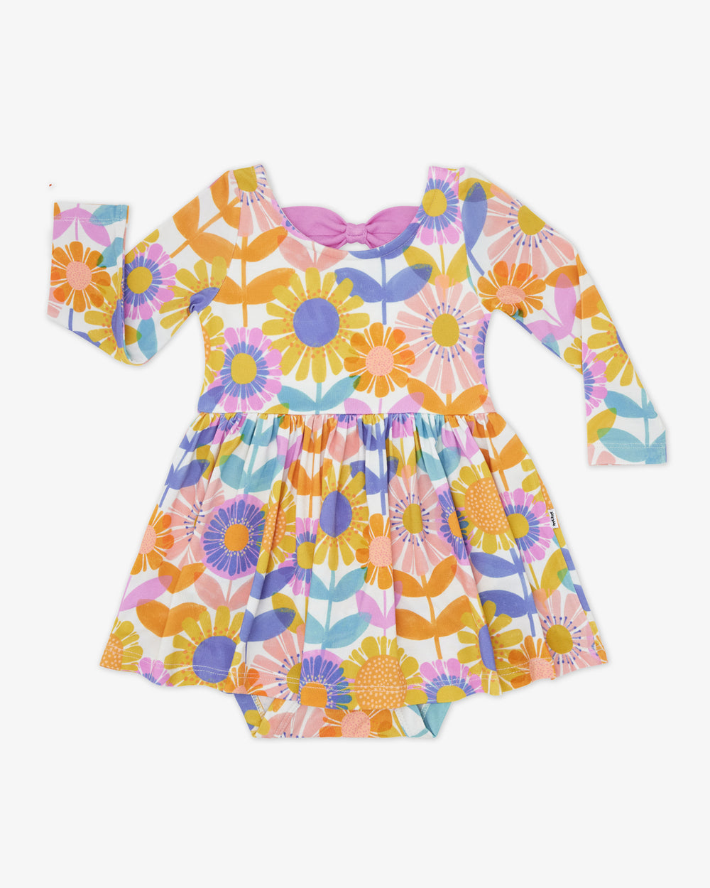 Flat lay of the Petal Power Bow Back Skater Dress with Bodysuit