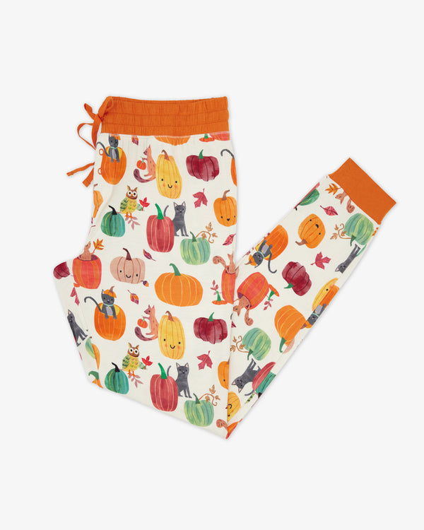 Flat lay of the Pumpkin Pals Women's Pajama Pants
