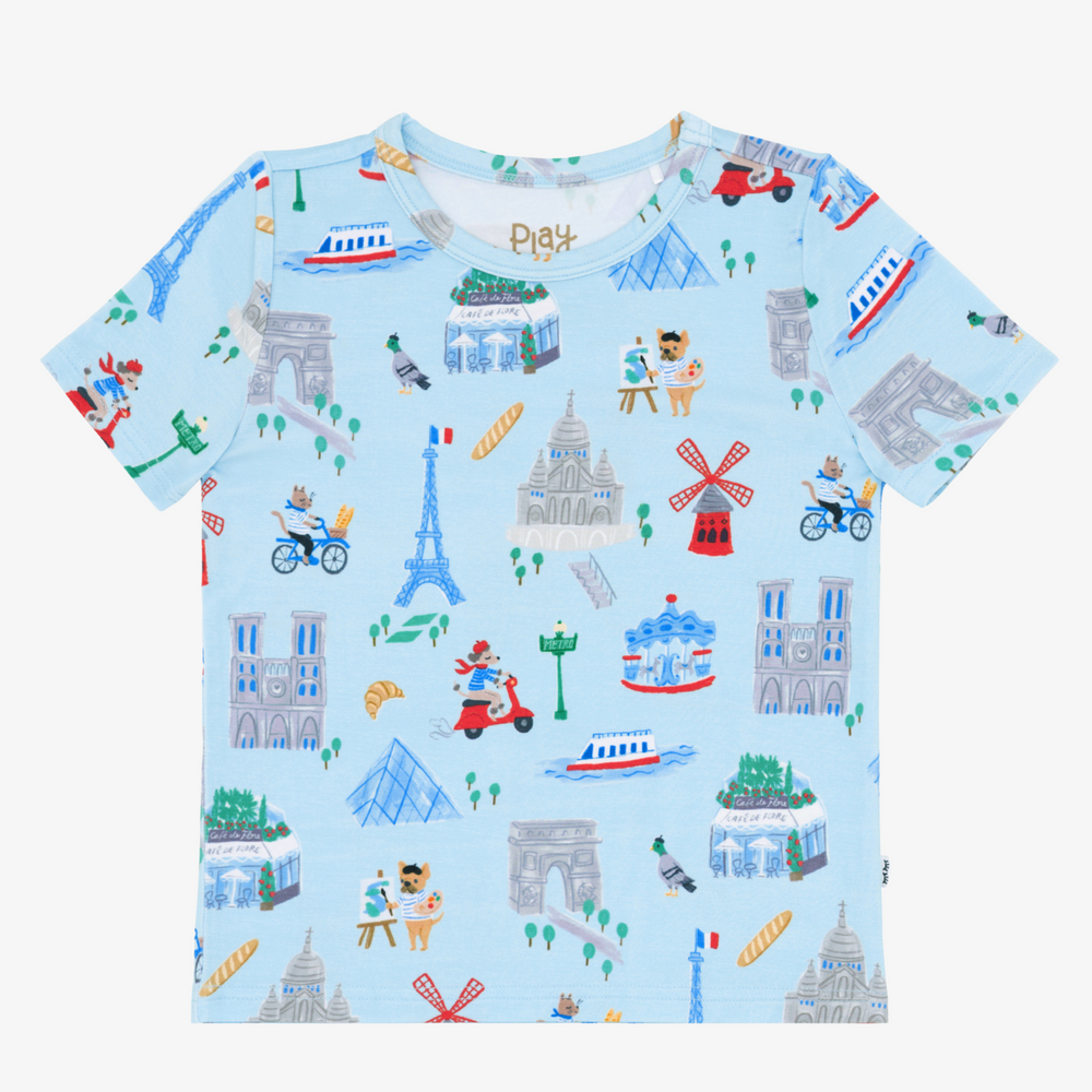 Flat lay image of the Blue Weekend in Paris Short Sleeve Tee