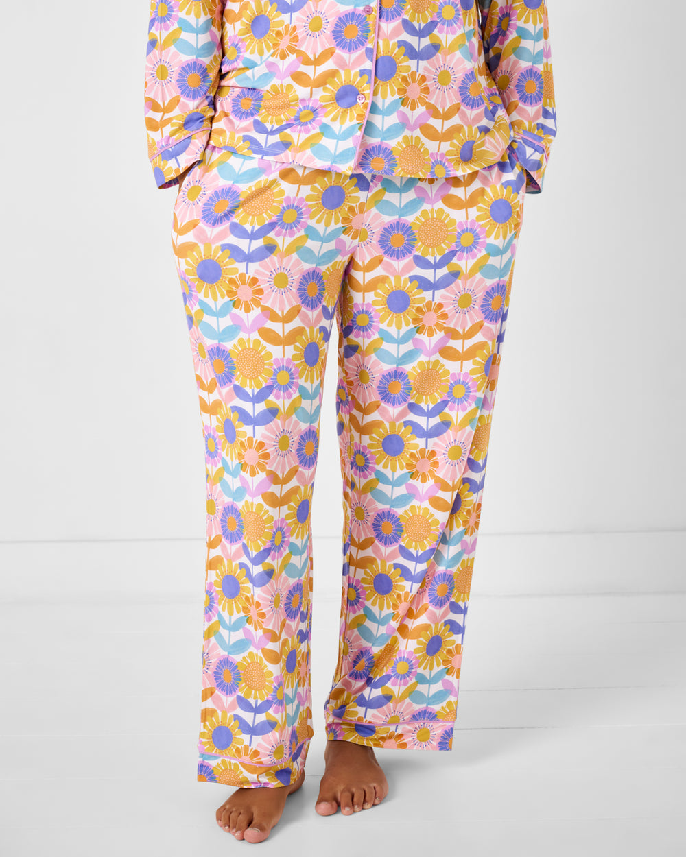 Close up of the pants in the Petal Power Women's Long Sleeve Pajama Set