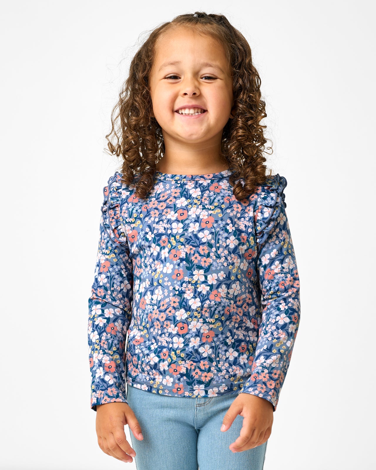 Girl wearing the Petite Petals Flutter Tee