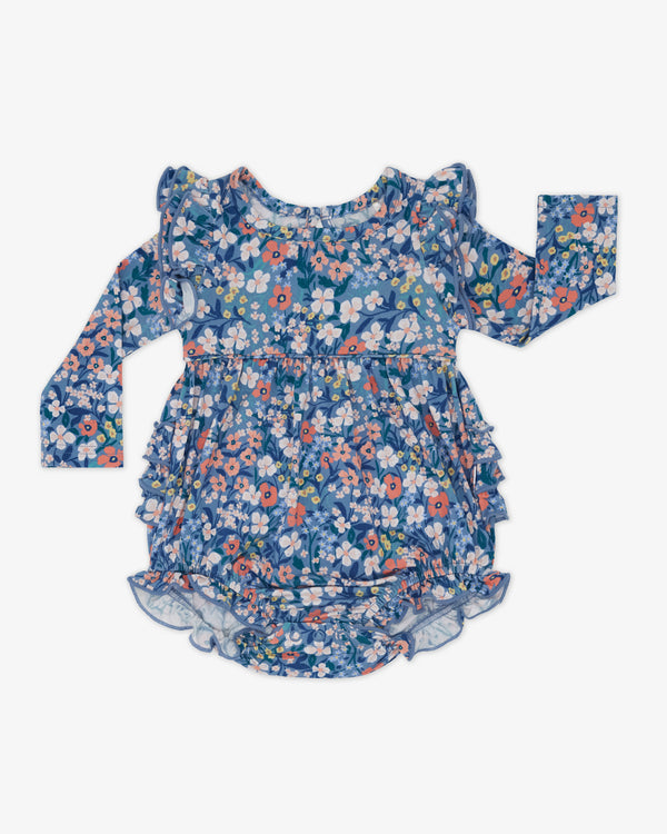 Flat lay of the Petite Petals Bubble Romper