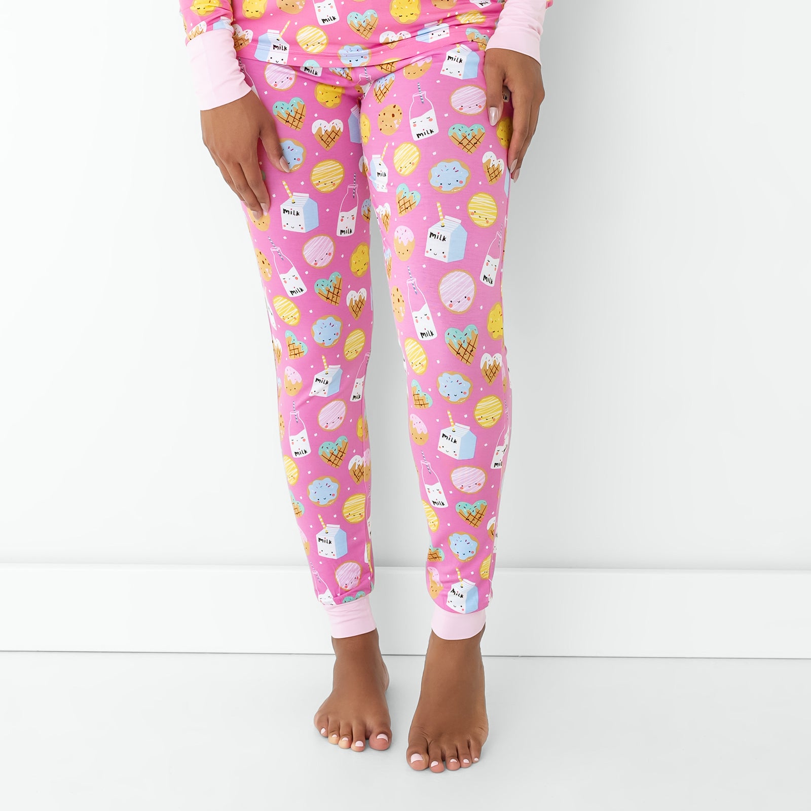 Front view of the Pink Cookies & Milk Women's Pajama Pants