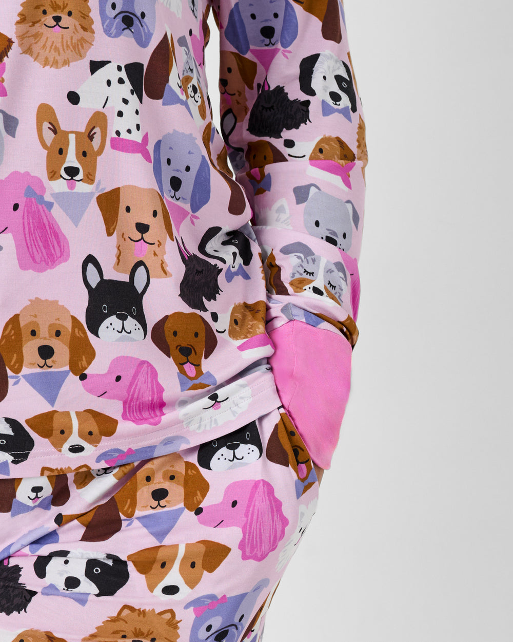 Close up of the pocket detail on the Pink Puppy Parade Women's Pajama Pants