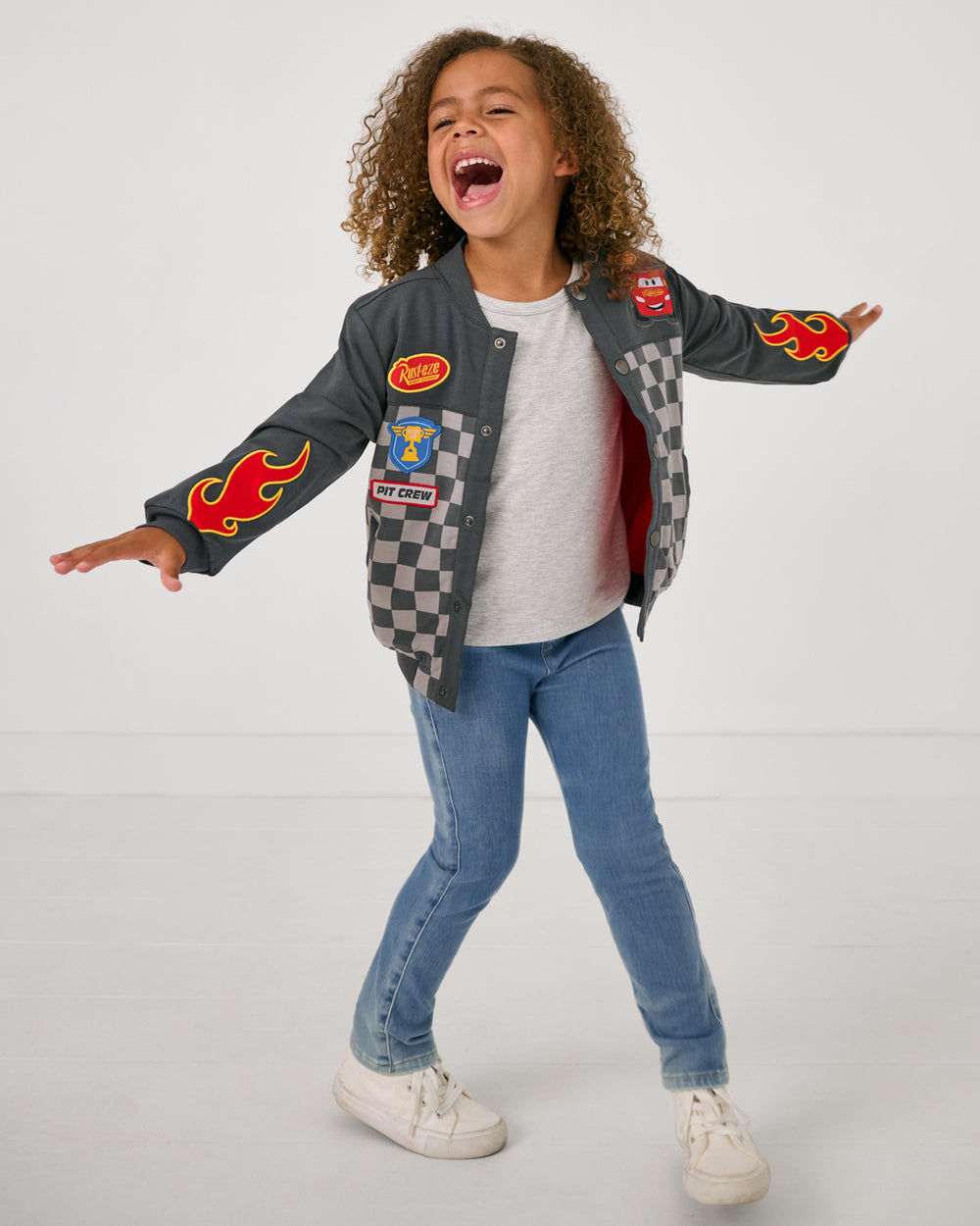 Posing girl wearing the layered over a gray girls tshirt