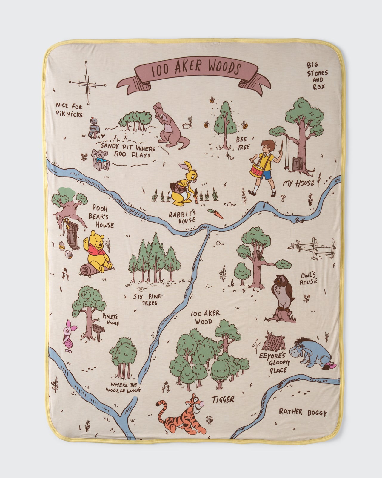 Flat lay of the Disney Hundred Acre Wood Mini Cloud Blanket®