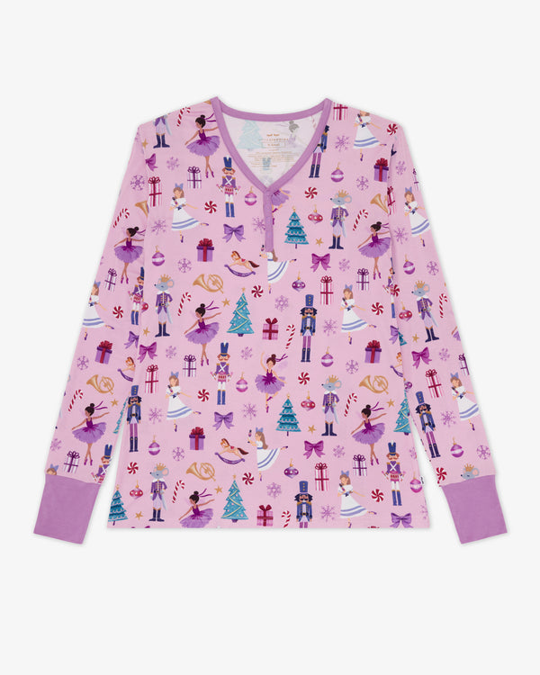 Flat lay of the Nutcracker Ballet Women's Long Sleeve Pajama Top