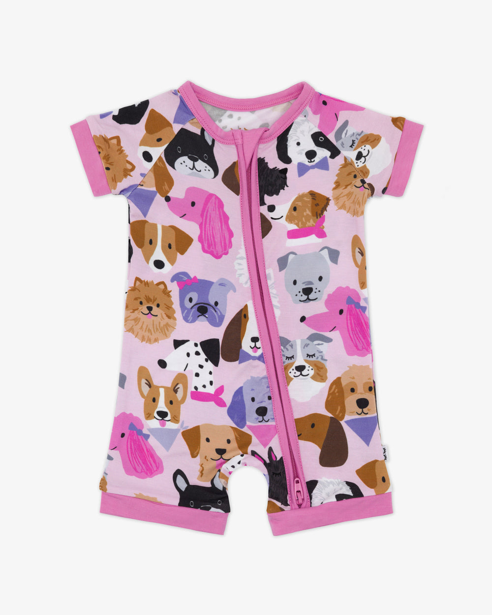 Flat lay of the Pink Puppy Parade Shorty Zippy