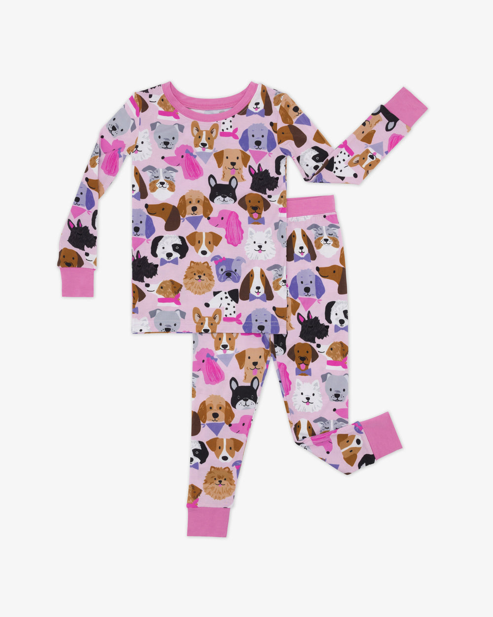 Flat lay wearing the Pink Puppy Parade Two-Piece Pajama Set