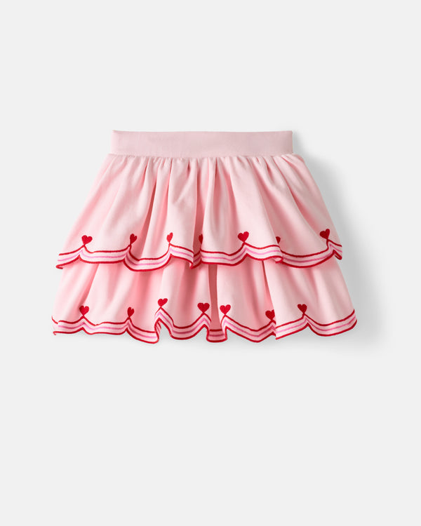 Flat lay of the Prima Pink Scalloped Skort