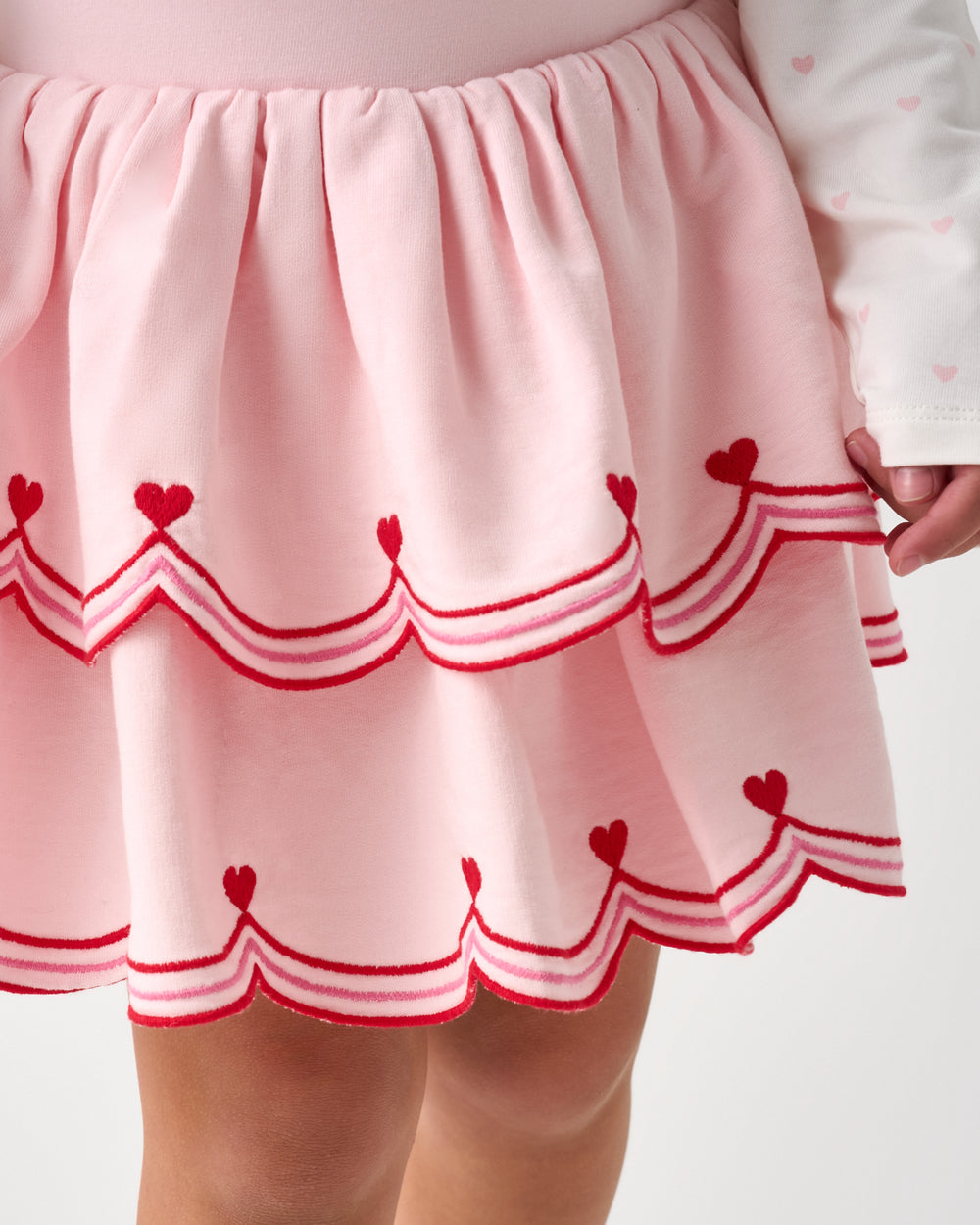 Close up of the scalloped detail on the Prima Pink Scalloped Skort