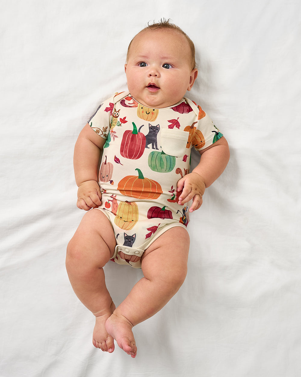 Alternate of baby wearing the Pumpkin Pals Pocket Bodysuit