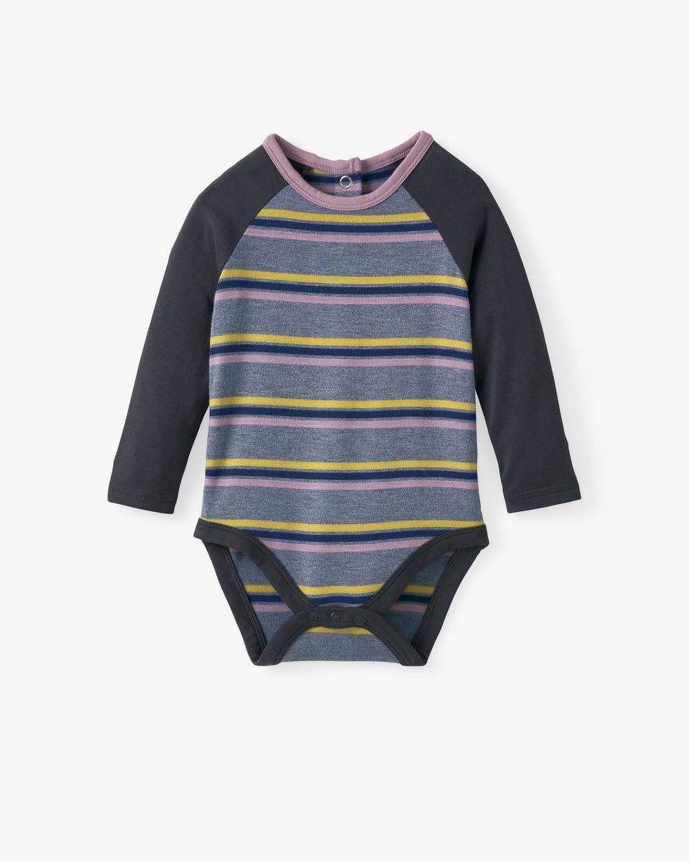 Flat lay of the Ollie Stripe Raglan Bodysuit