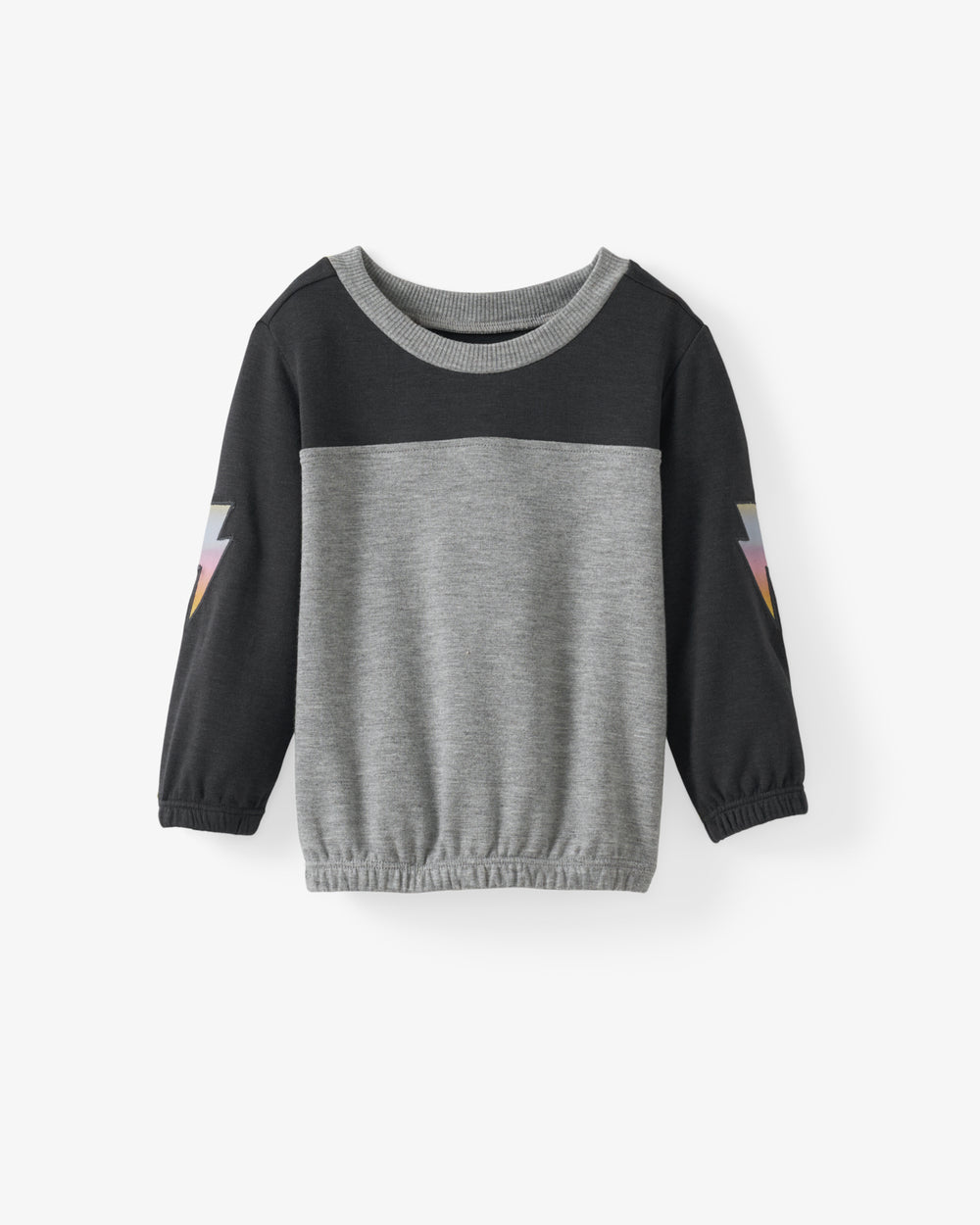 Flat lay of the Rad Bolts Cinched Panel Crewneck