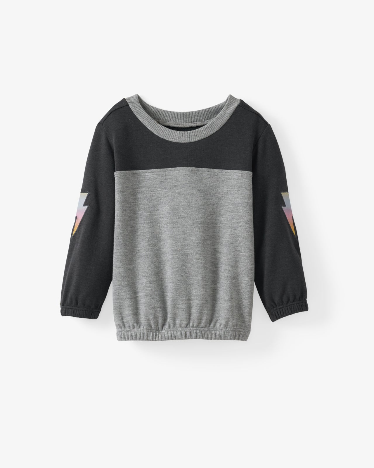 Flat lay of the Rad Bolts Cinched Panel Crewneck