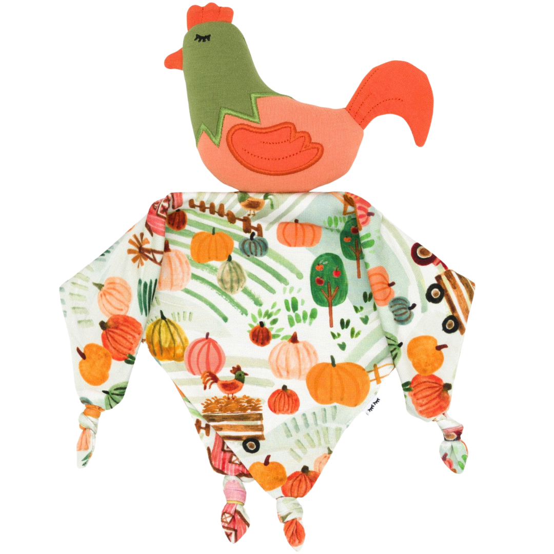 Flat lay image of Rocky the Rooster Sleepyhead Lovey