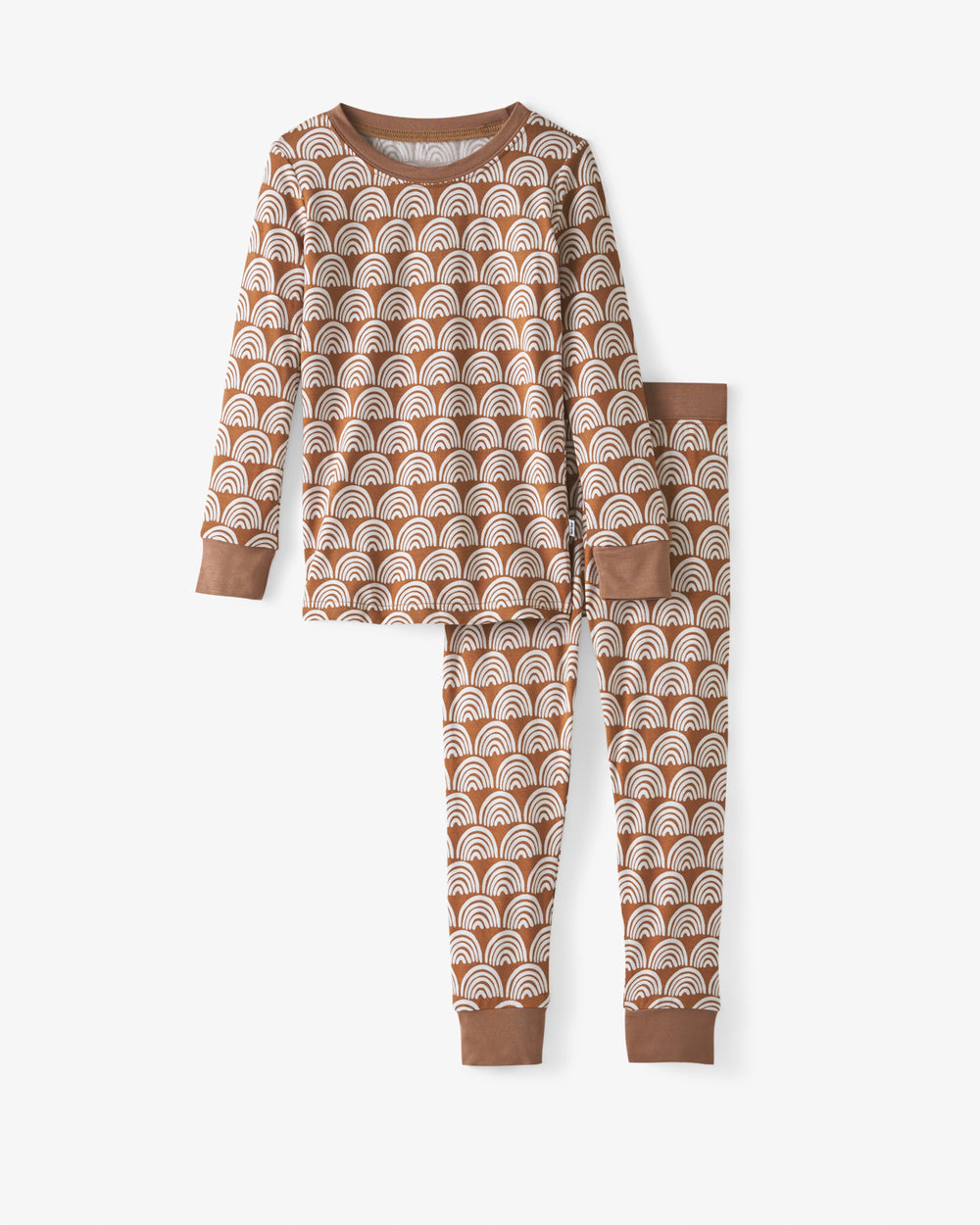 Flat lay of the Rust Rainbows Two-Piece Pajama Set