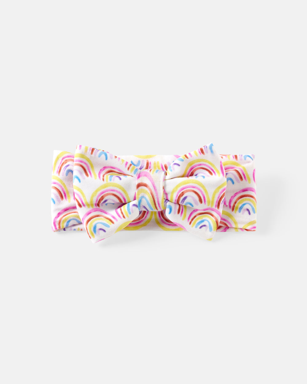 Flat lay of the Pastel Rainbows Luxe Bow Headband