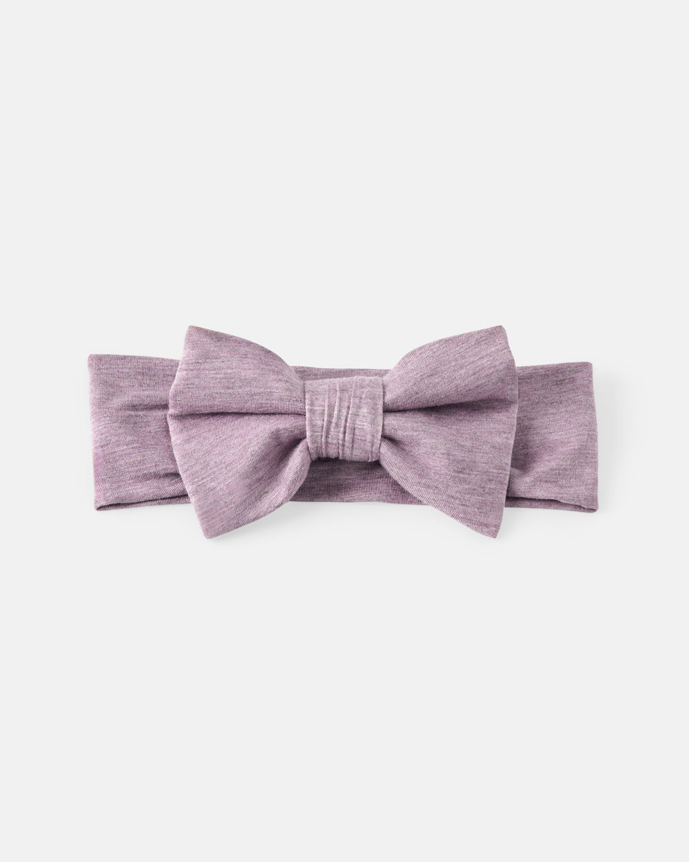 Flat lay of a purple bow headband