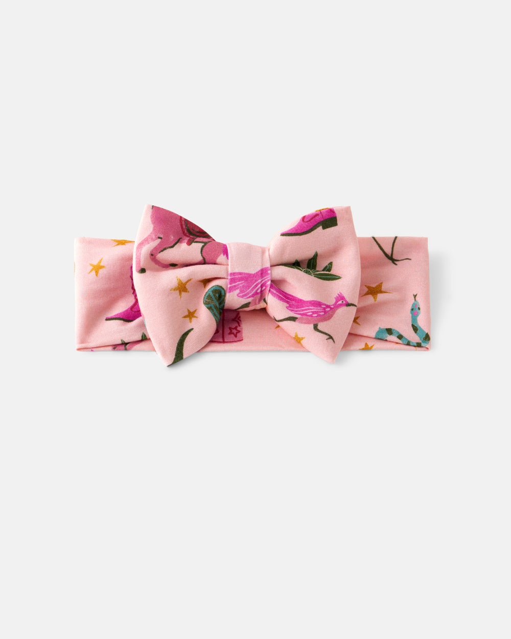 Flat lay of the Pink Rancher Roundup Luxe Bow Headband
