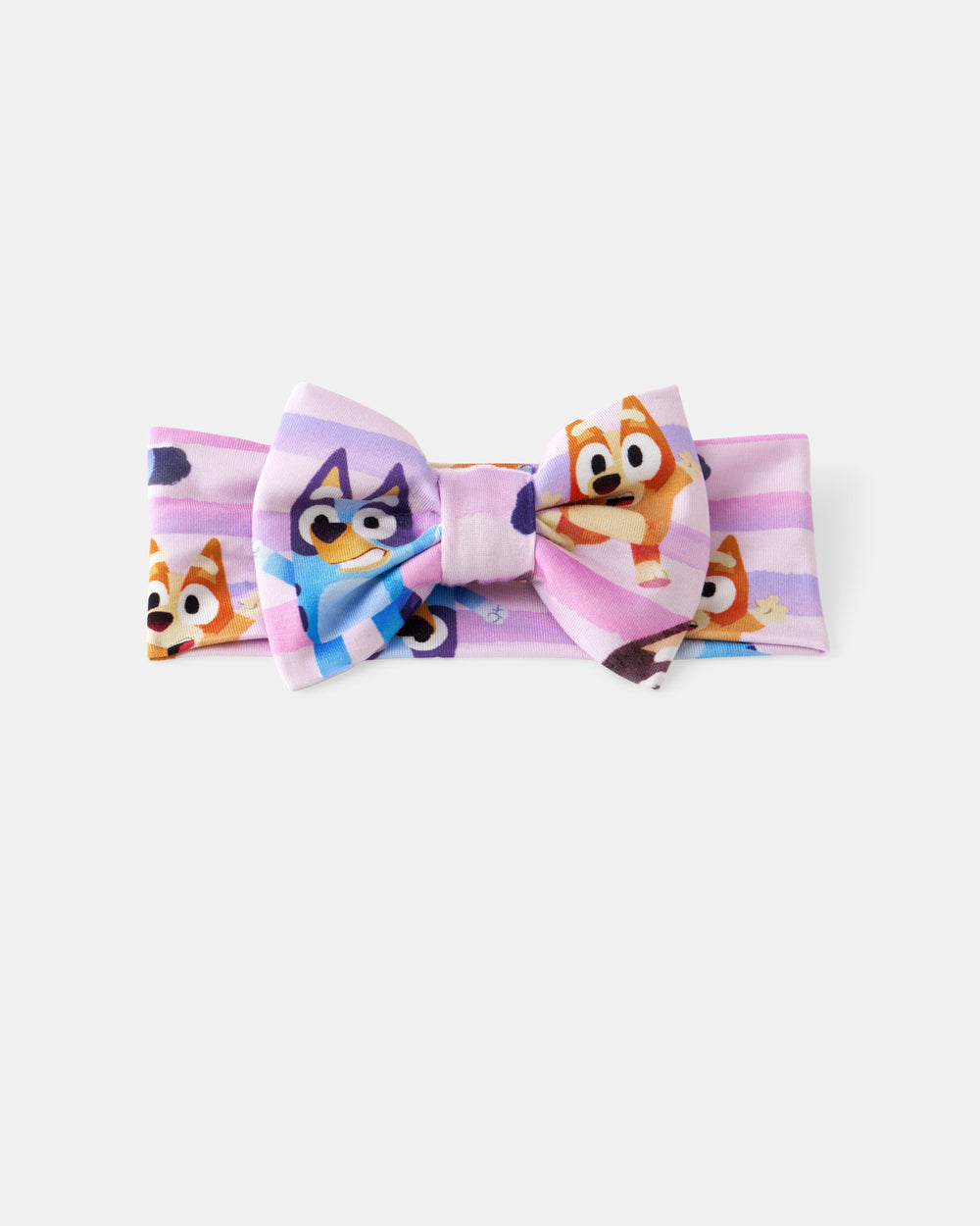 Flat lay of the Pink Bluey Dance All Day Luxe Bow Headband