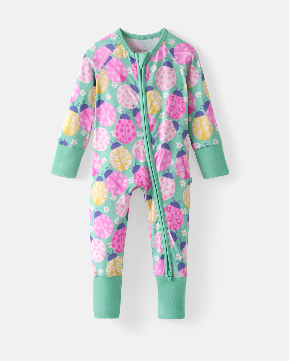 Flat lay of the Ladybug Meadow Zippy