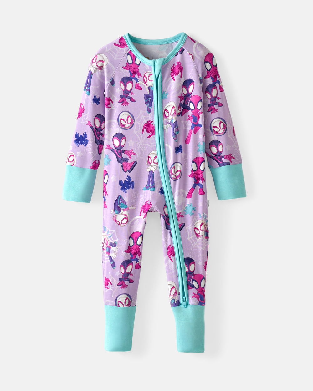 Flat lay of the Spidey & Friends Tiny Webs Zippy