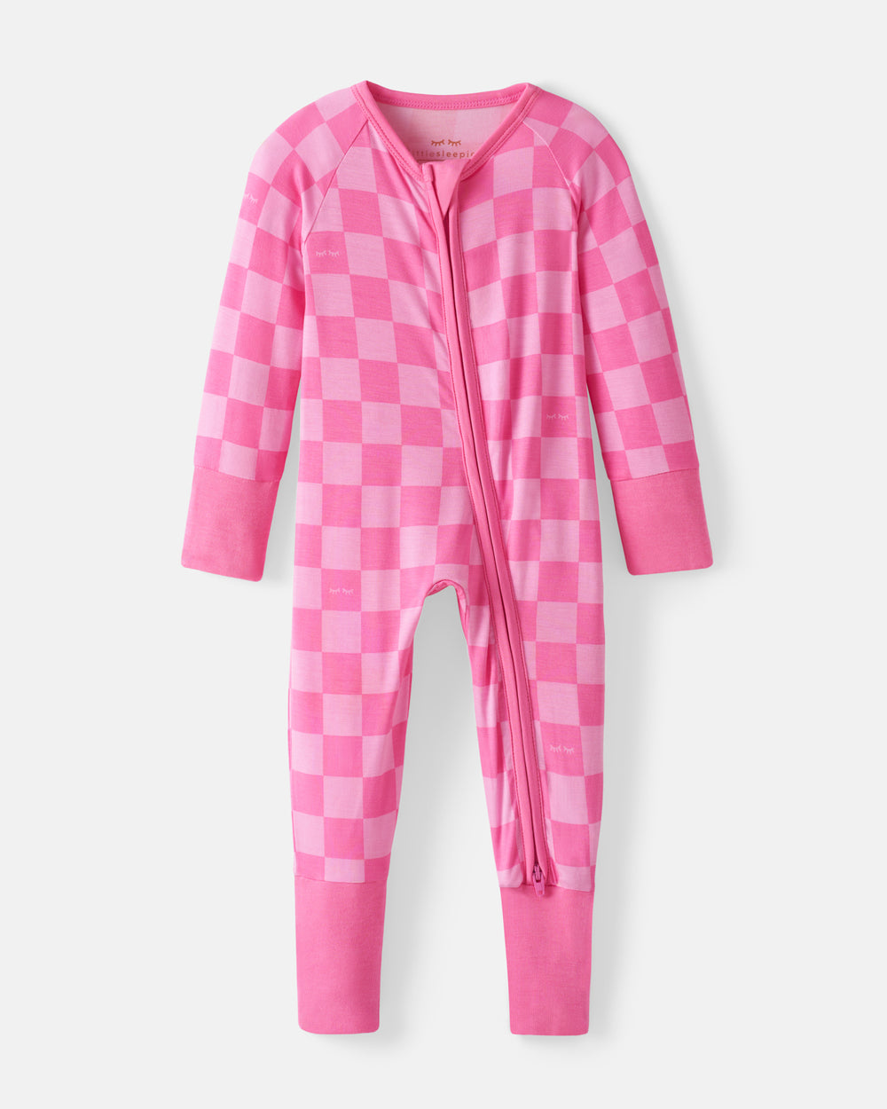 Flat lay of the Sweet Raspberry Checks Zippy