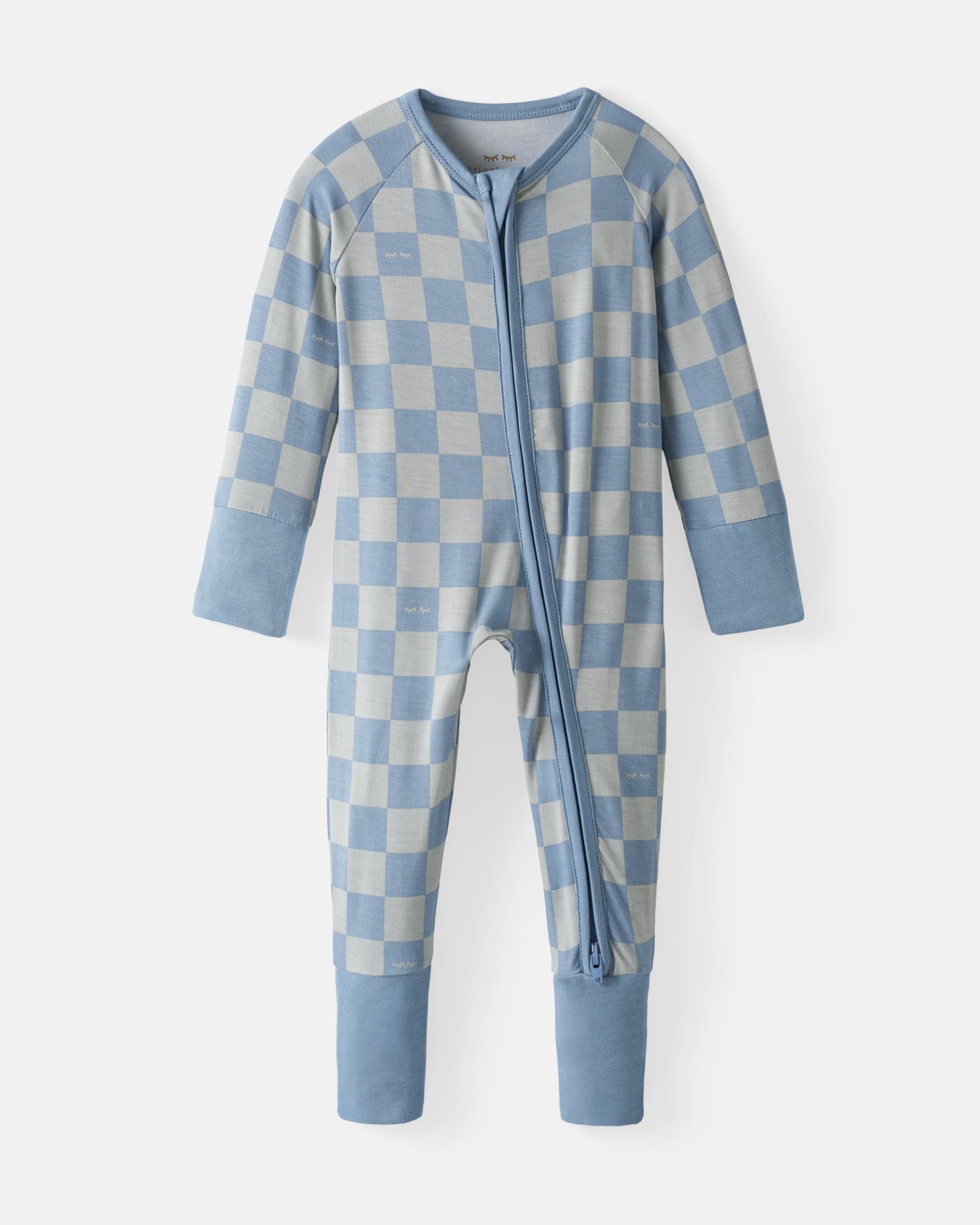 Flat lay of the Dusk Blue Checks Zippy