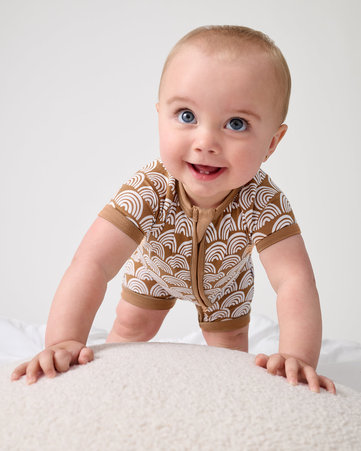 Crawling by wearing the Rust Rainbows Shorty Zippy
