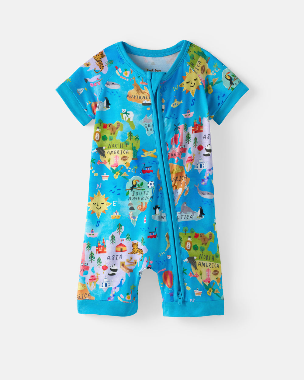 Flat lay of the Around The World Shorty Zippy