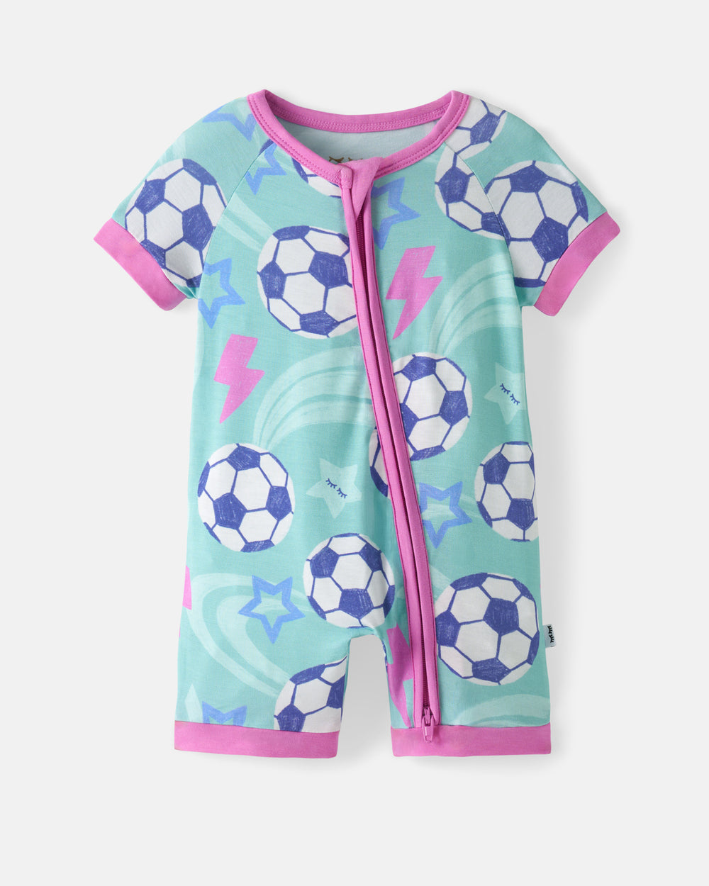 Flat lay of the Aqua Soccer Stars Shorty Zippy