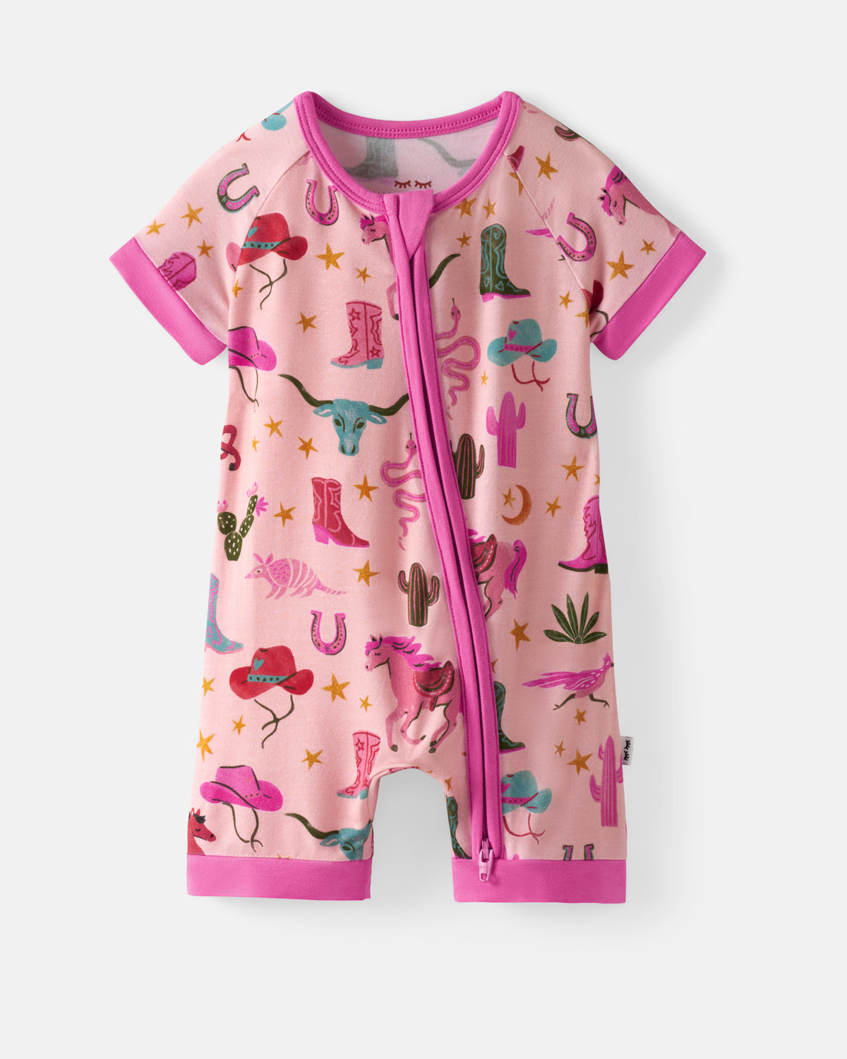 Flat lay of the Pink Rancher Roundup Shorty Zippy