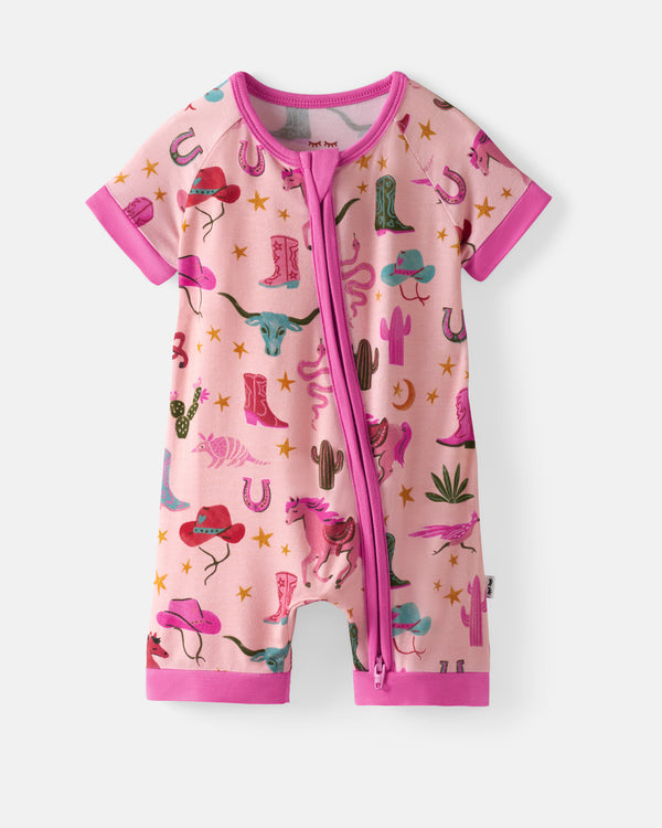 Flat lay of the Pink Rancher Roundup Shorty Zippy