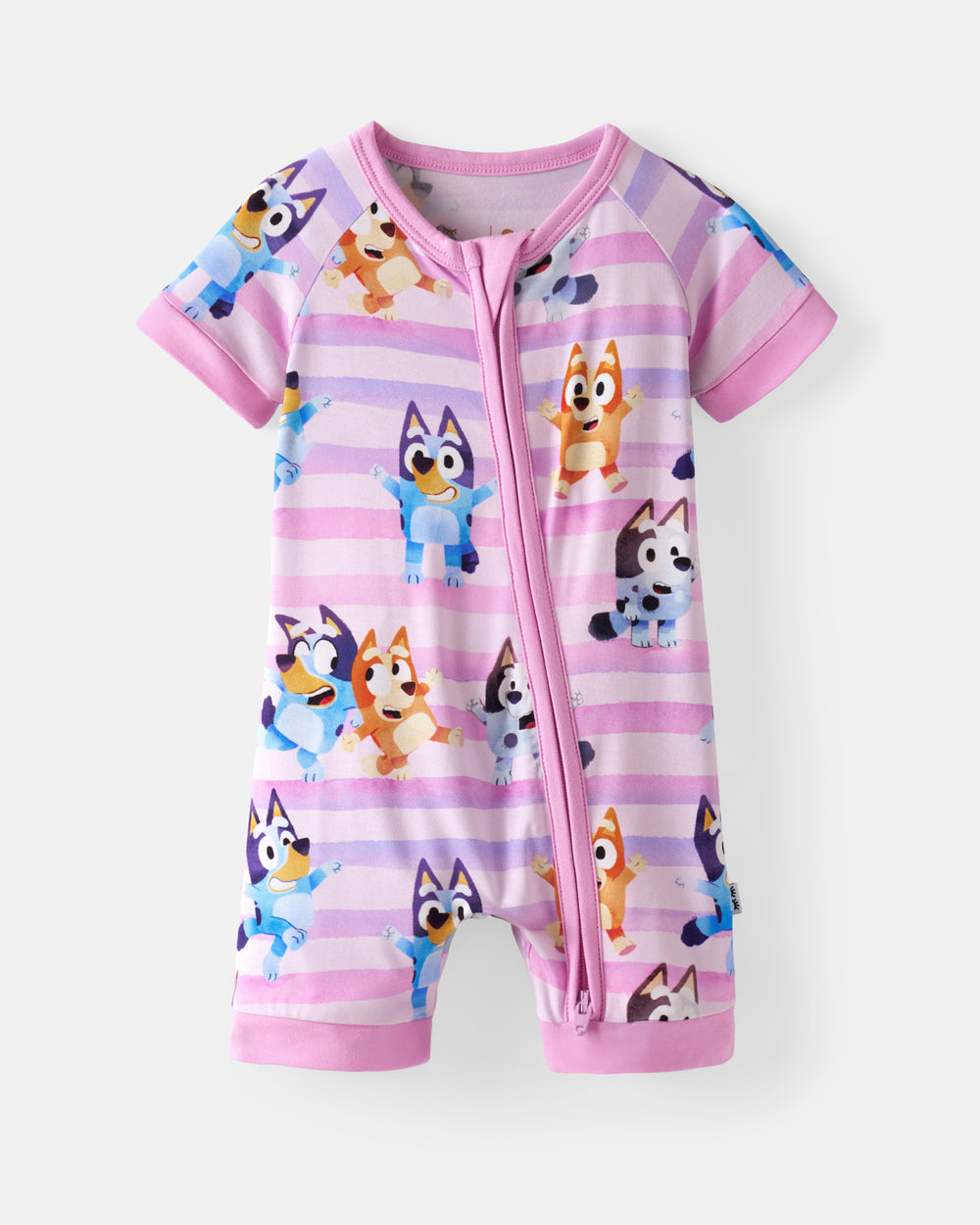 Flat lay of the Pink Bluey Dance All Day Shorty Zippy