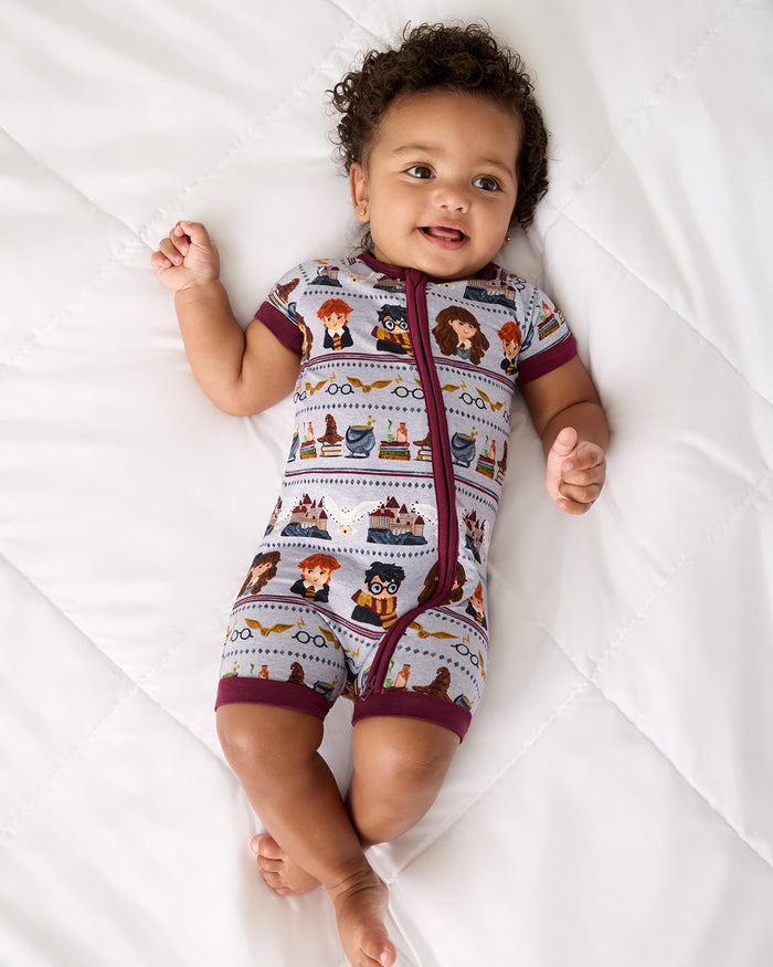 Aerial view of baby wearing the Harry Potter™ Spellbinding Studies Shorty Zippy