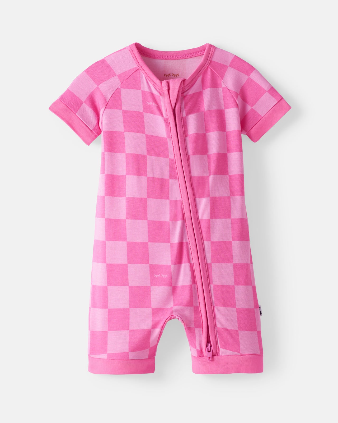 Flat lay of the Sweet Raspberry Checks Shorty Zippy