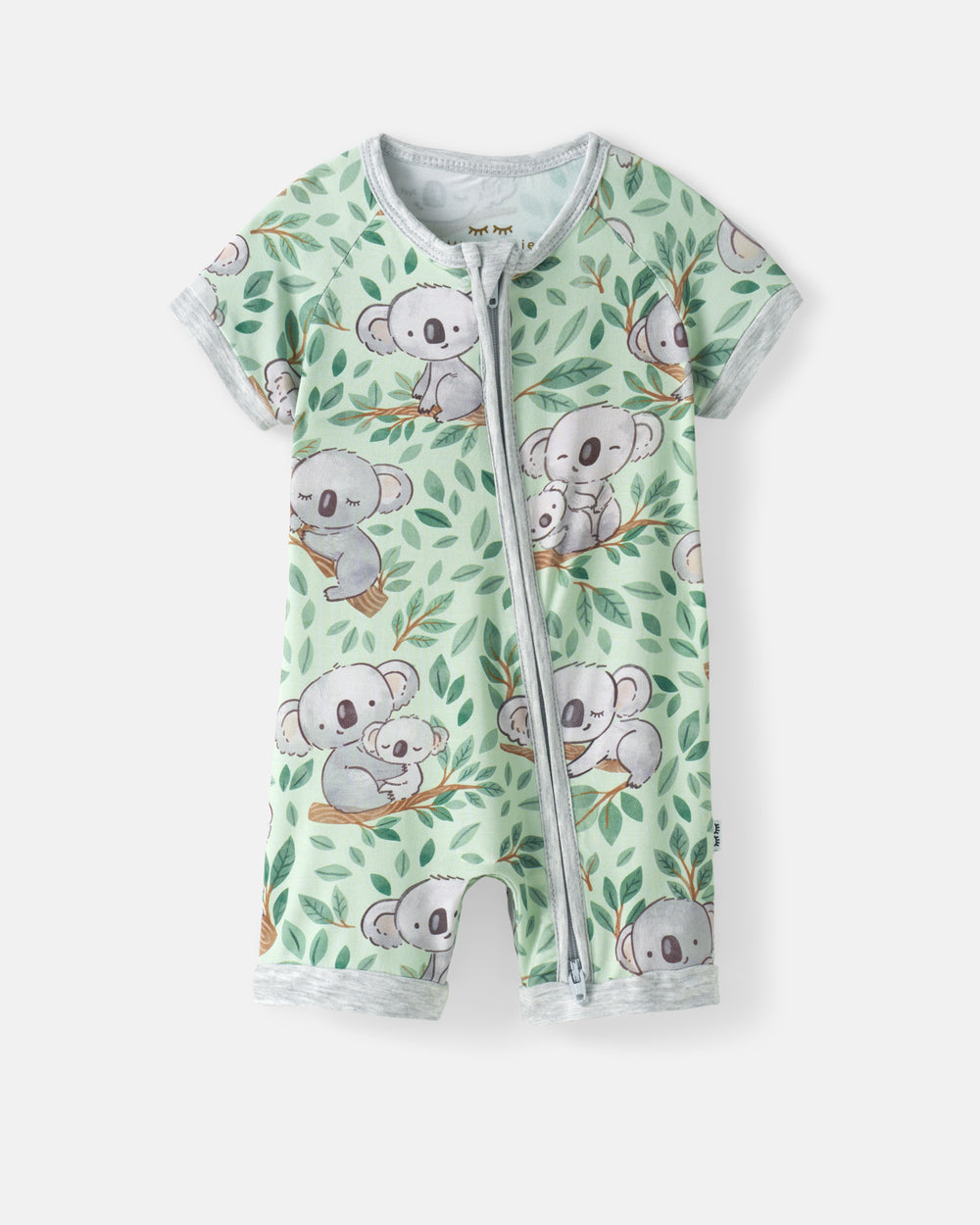 Flat lay of the Koala Cuddles Shorty Zippy