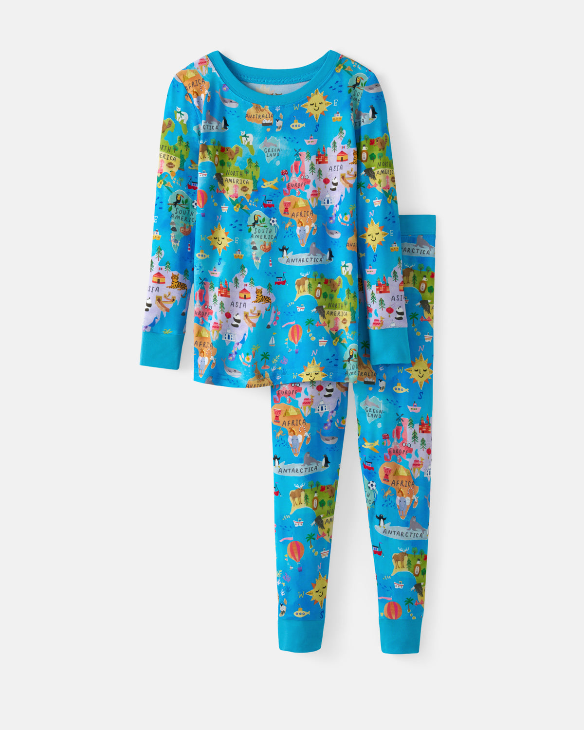 Flat lay of the Around The World Two-Piece Pajama Set