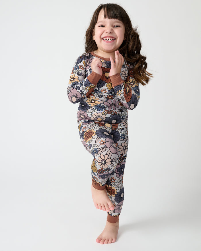 Girl wearing the Wildwood Floral Two-Piece Pajama Set