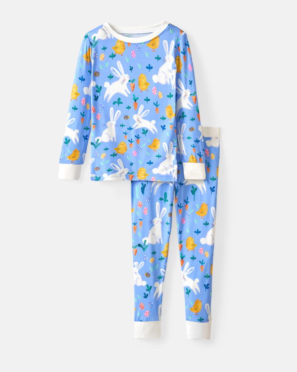 Flat lay of the Bunny Patch Two-Piece Pajama Set