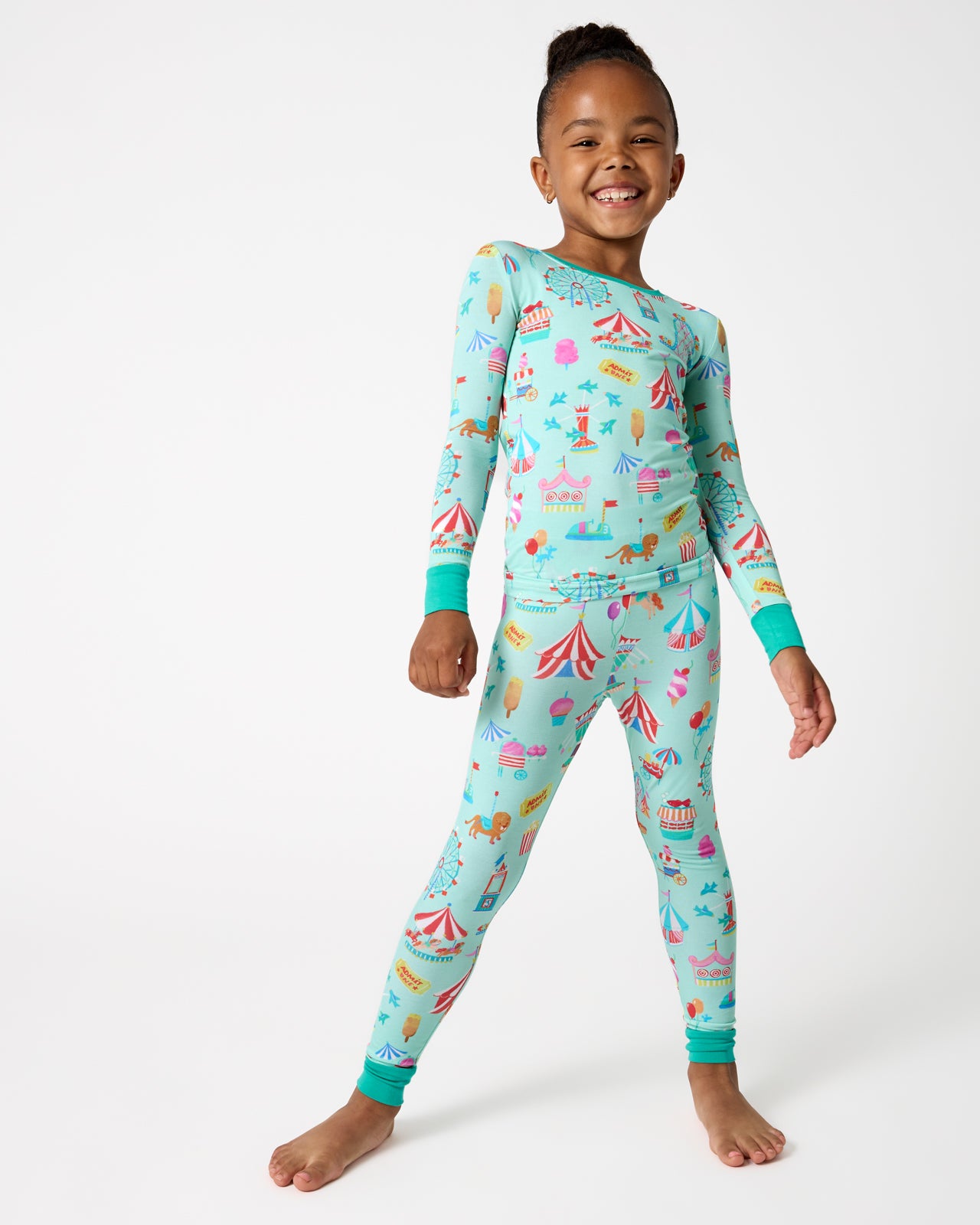 Girl wearing the Fizzy Fair Two-Piece Pajama Set