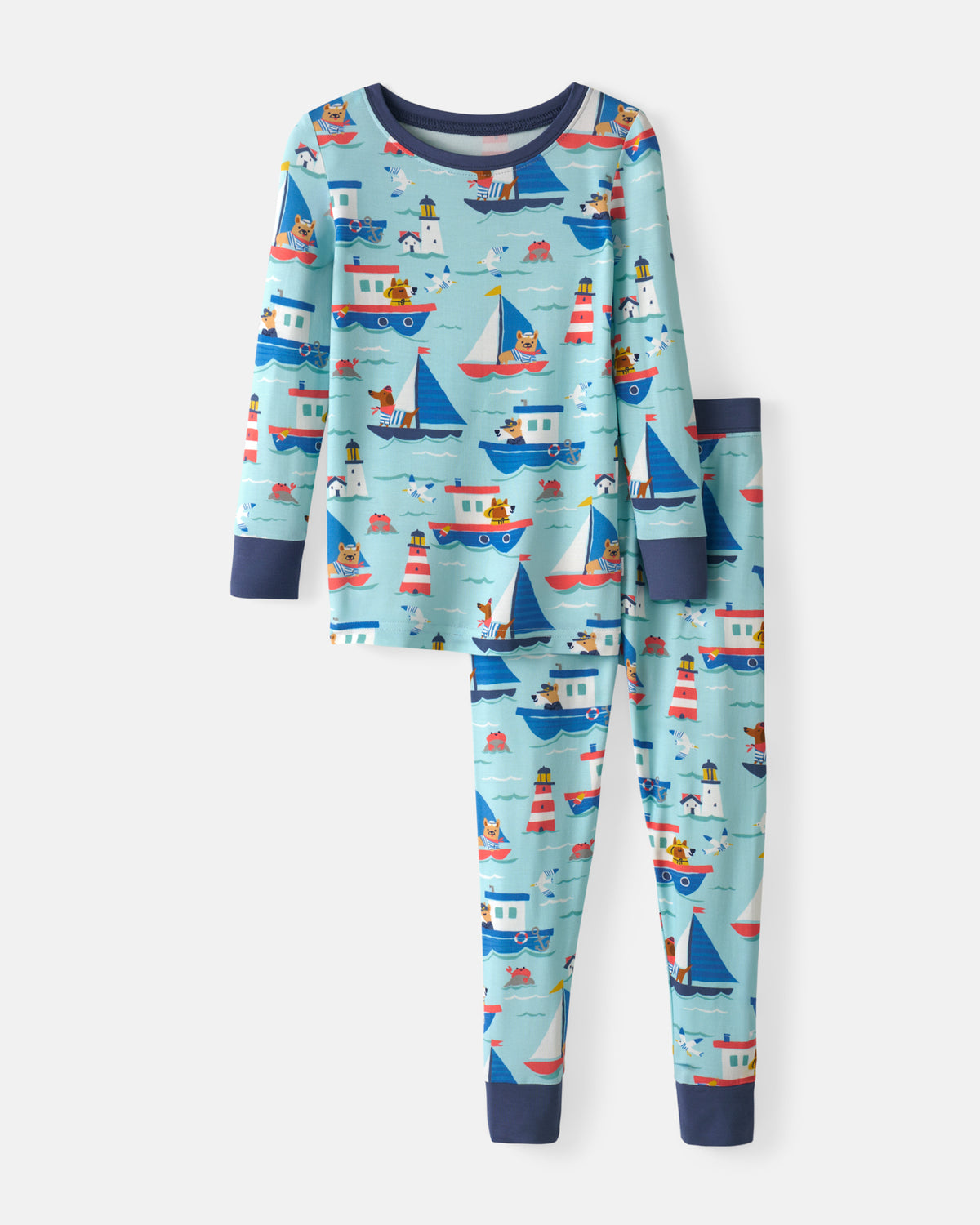 Flat lay of the Nautical Paws Two-Piece Pajama Set